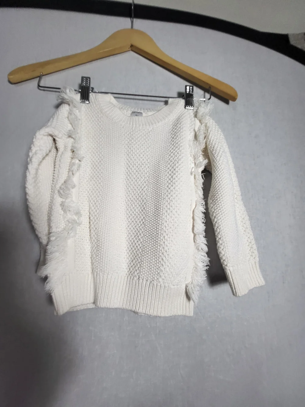 KidsCream Fringe Detail Knit Sweater